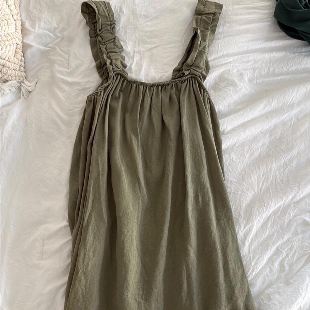 Olive Green Ruffled Babydoll dress